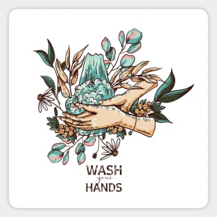 Wash You Hand Illustration Magnet